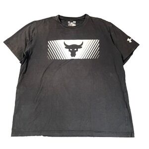 Under Armour Project Rock Shirt Mens Medium Black Short Sleeve Work Out Cotton